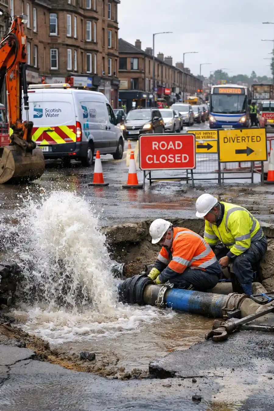 Glasgow Water Main Break Shettleston Road
