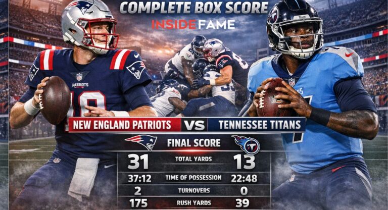 New England Patriots vs Tennessee Titans Match Player Stats