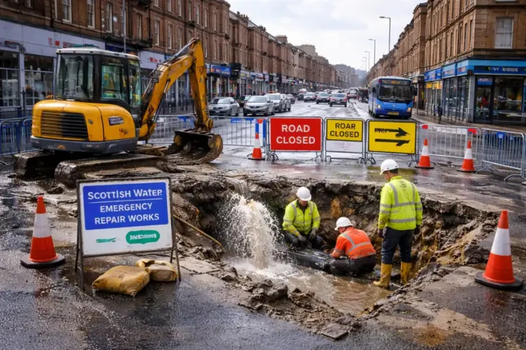 Glasgow Water Main Break Shettleston Road