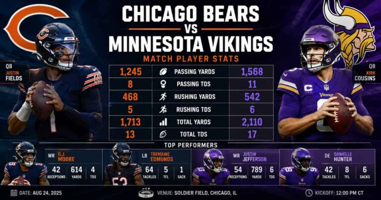 chicago bears vs minnesota vikings match player stats